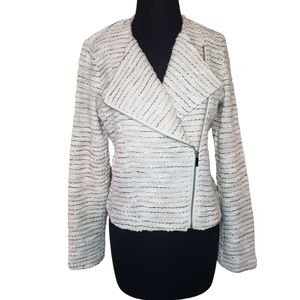 Bagatelle Collection Asymmetrical Side Zip Cropped Moto Blazer, Size Small
